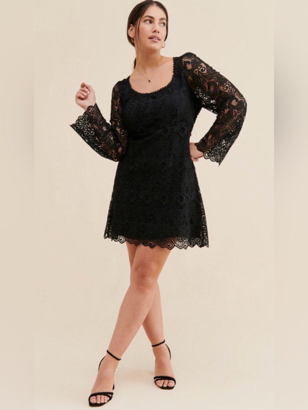NWT Maeve Embroidered Lace Mini Dress - black. Size 6. Anthropologie